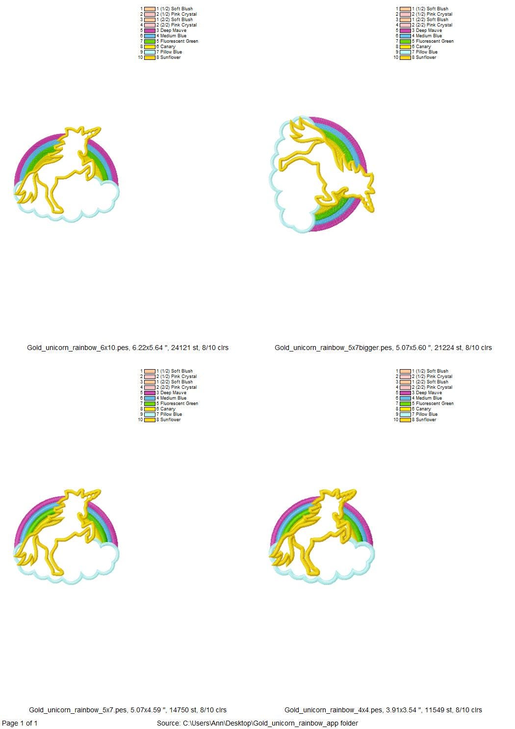 Rainbow Unicorn Applique - image 5