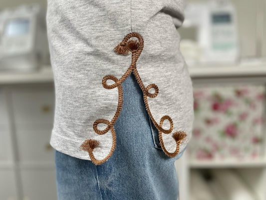 Cowboy Cowgirl Lasso Rope split side seam cutout side bow machine embroidery designs kids girls sweatshirt t-shirt outfit fringed tassel - image 2