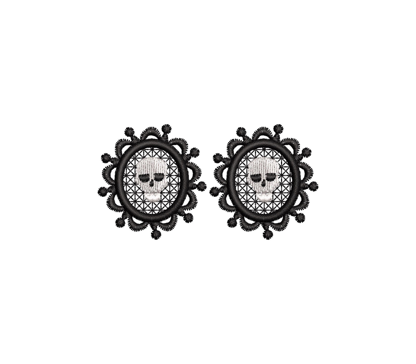 Halloween Skull Cameo Vintage style charm earrings FSL freestanding lace machine embroidery designs girls earrings design simply in the hoop - image 8