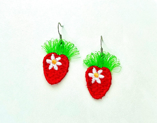 Summer Strawberry berries girls kids fringed pretty earrings charm FSL freestanding lace machine embroidery designs simply in the hoop ITH - image 4