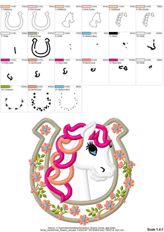 Classy Horse Head with Horseshoe Applique - image 2