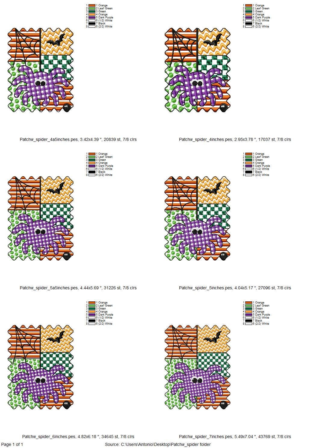Halloween Spider patchwork patterned Spider Web Bats cute Spider kids machine embroidery designs sizes 4 up to 7 inch scary spooky design - image 8