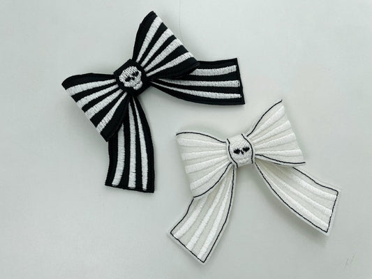 Halloween spooky Skull Bow 3D dimensional machine embroidery designs felt feltie design simply in the hoop ITH project kids hairpin brooch - image 2