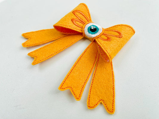 Halloween spooky Monster Eye Bow 3D dimensional machine embroidery designs felt feltie design simply in the hoop ITH project kids hairpin - image 2