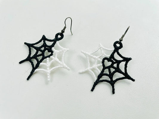 Spiderweb charm earrings FSL freestanding lace machine embroidery designs kids girls Halloween cobweb earrings size 2 in simply in the hoop - image 2