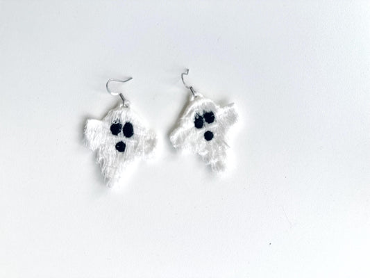 Halloween Spooky Ghost Fringed Fluffy Ghost Girls Pretty Earrings Charm in the Hoop FSL Freestanding Lace Machine Embroidery Designs ITH - Etsy