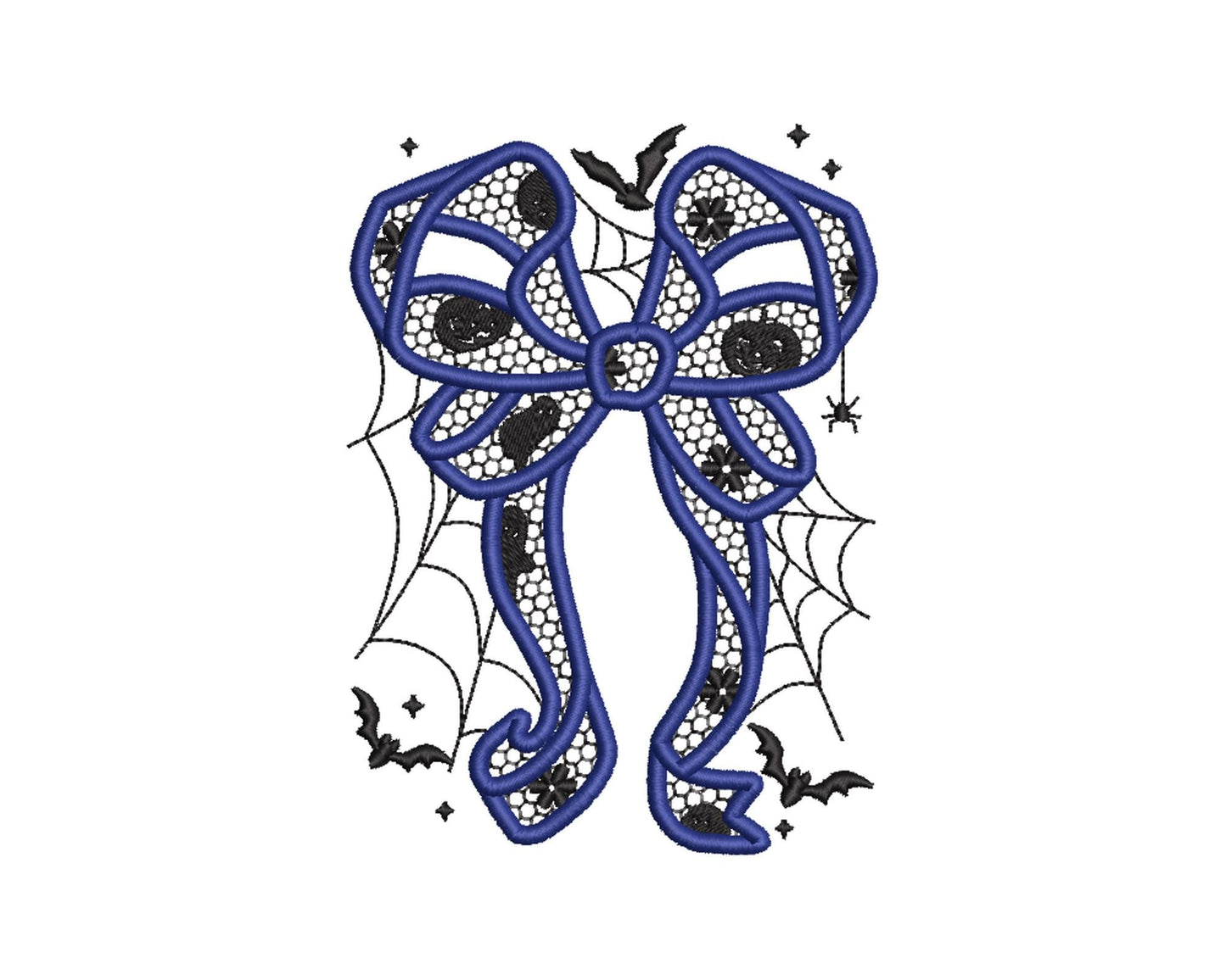 Halloween Spooky Lace Bow split side seam cutout Bow Applique and lace effect machine embroidery designs girls t-shirt sweatshirt design - image 5