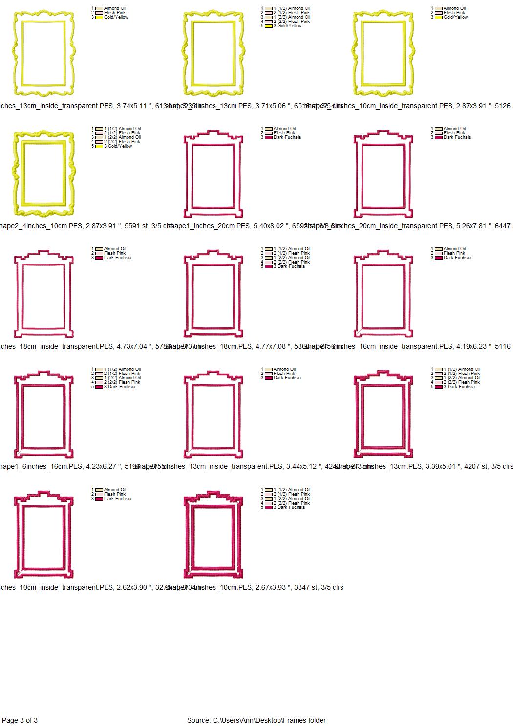 Frame Set of 5 – Monogram machine embroidery pattern by Artapli