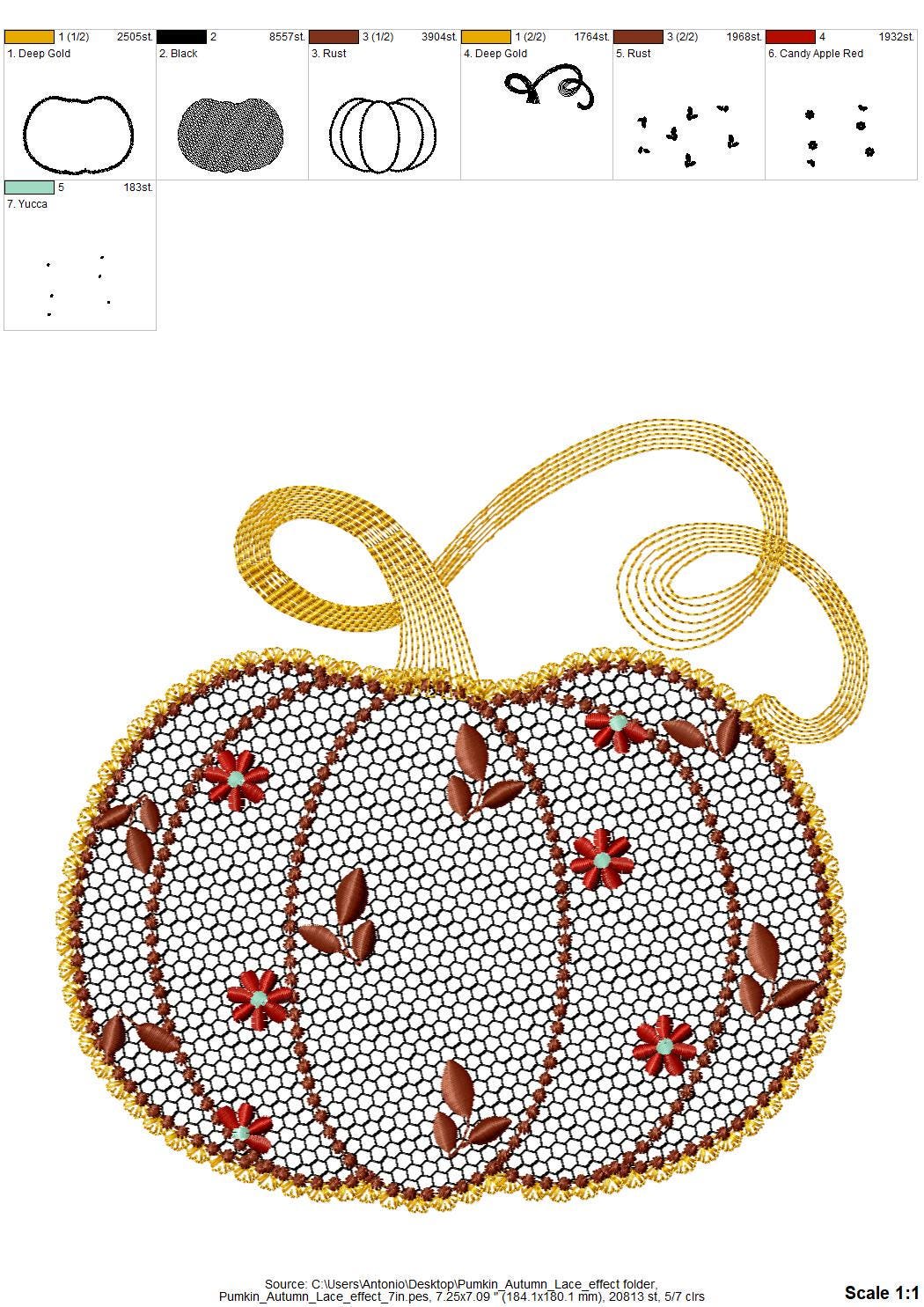 Thanksgiving Pumpkin Fall Autumn Kitchen design lace effect machine embroidery designs for hoop 5x7 and 8x8 sweet home floral garden harvest