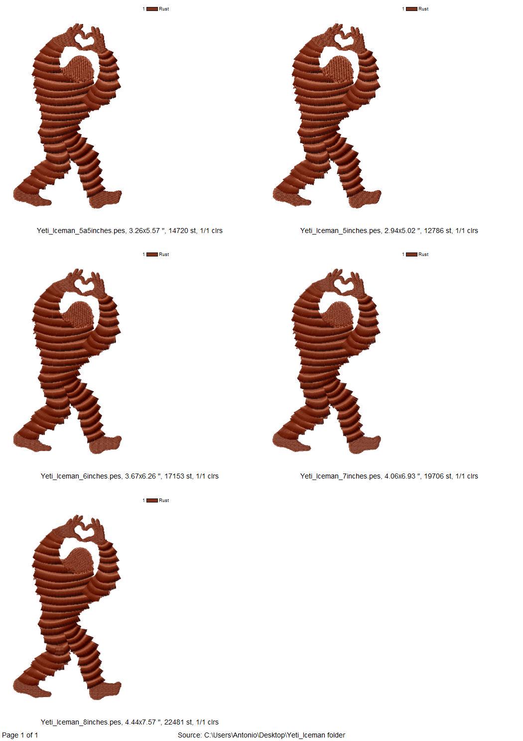 Yeti Iceman Hand Heart Fringed Fluffy Chenille Bigfoot Sasquatch Machine Embroidery Designs Sizes Kids Boys Fun Wild Forest Silhouette - Etsy