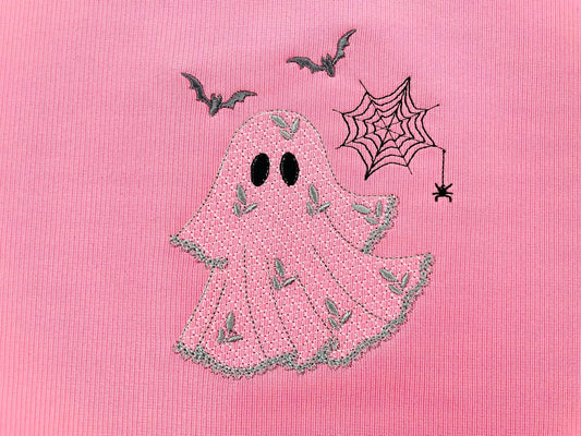 Halloween Ghost awesome lace effect dress machine embroidery designs for hoop 4x4 and 5x7 kids baby girls scary spooky Bat Spider Web design - image 2