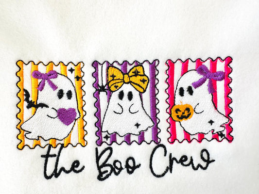 The Boo Crew Cute Little Ghost Trio Halloween Ghost machine embroidery designs sizes 4 up to 7 inch kids girls baby scary spooky design - image 2