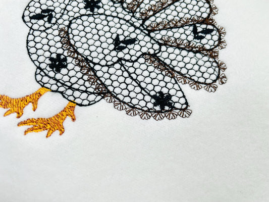 Floral Turkey Fall Autumn Kitchen design lace effect machine embroidery designs for hoop 4x4 5x7 8x8 sweet home Thanksgiving farm design