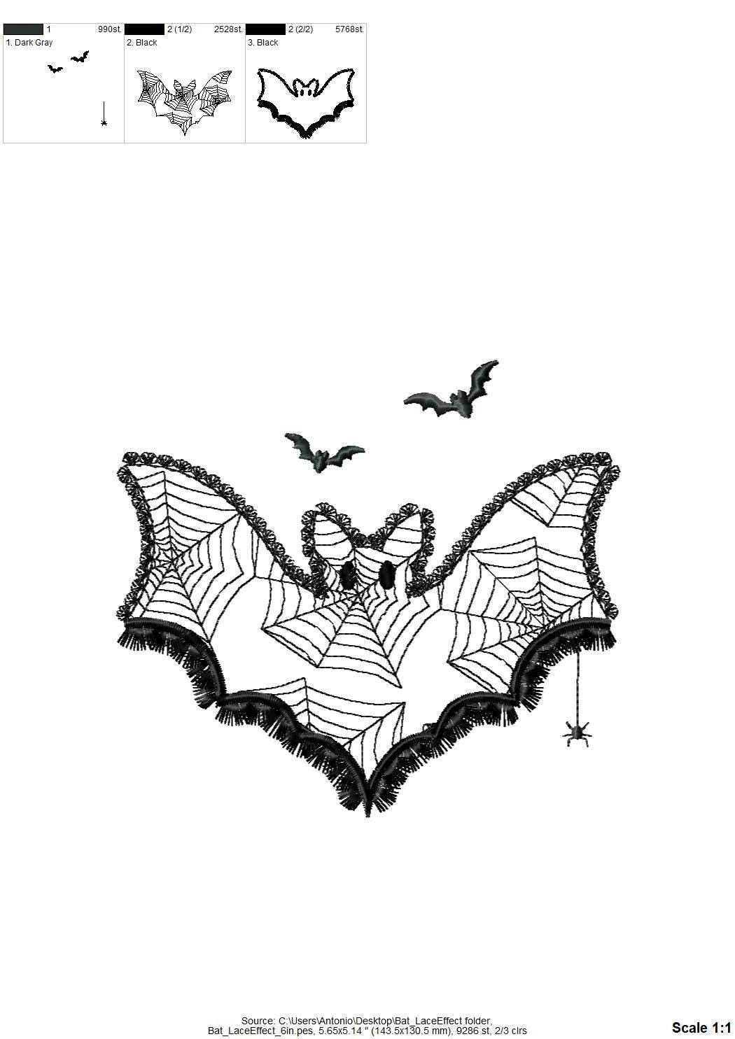 Halloween Bat Lace and Fluffy Fringed Edge Cute Little Bat Kids Girls Spider Web Patterned Machine Embroidery Designs Sizes 4 up to 8 Inch - Etsy