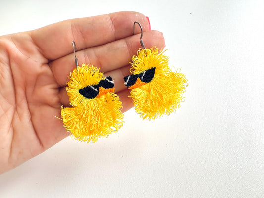Summer Beach Rubber Duck Sunglasses Fringed Girls Pretty Earrings Charm in the Hoop FSL Freestanding Lace Machine Embroidery Designs ITH - Etsy