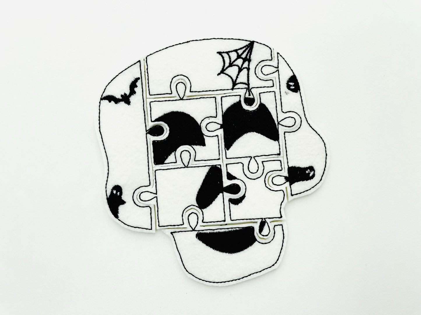 Halloween Skull Puzzle ITH in the hoop kids game gift idea Applique machine embroidery designs sizes for hoop 5x7 6x10 8x8 felt feltie