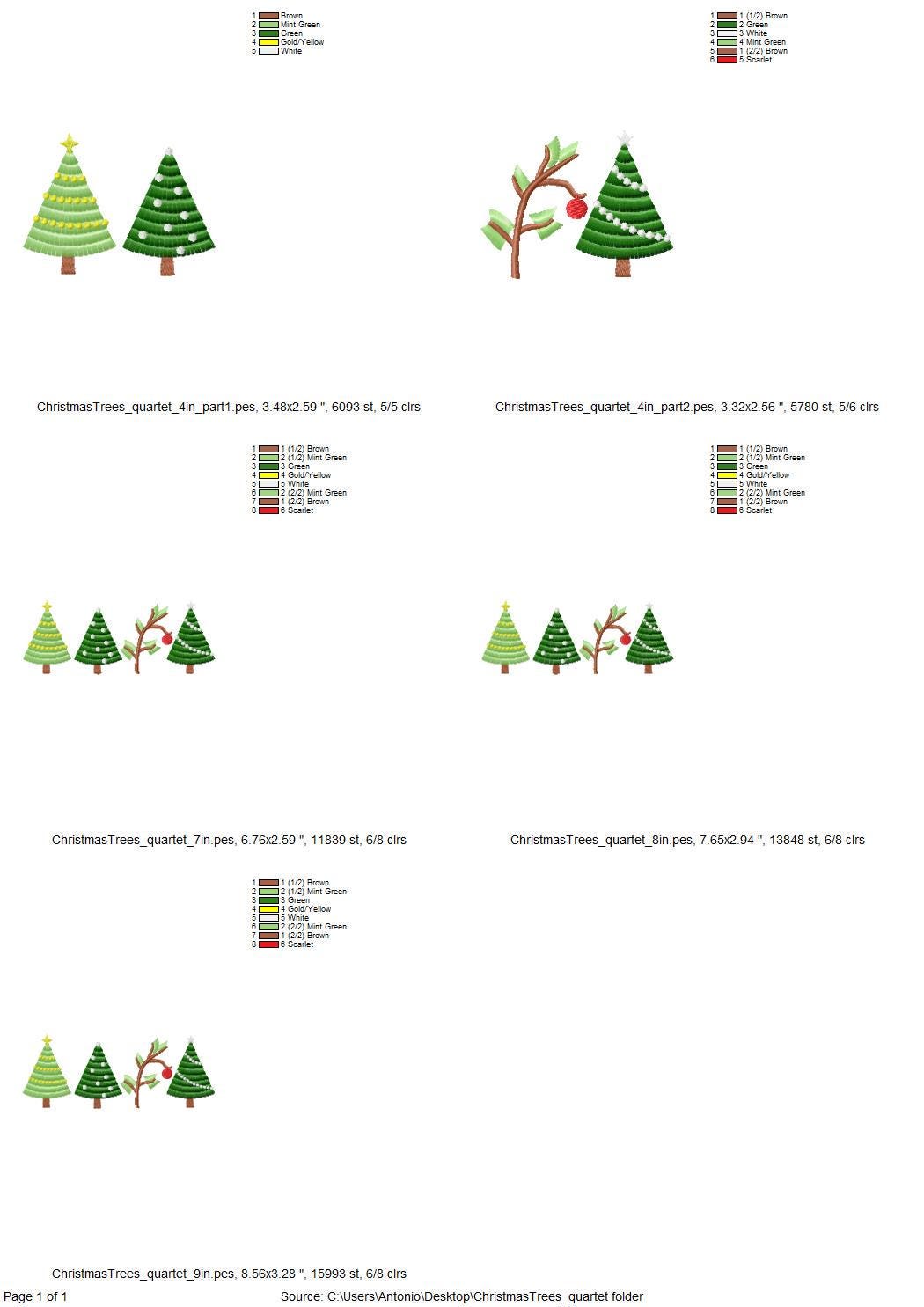 Fringed Fluffy Christmas Tree Four in Row Pine Forest Fringe Fur Chenille Machine Embroidery Designs