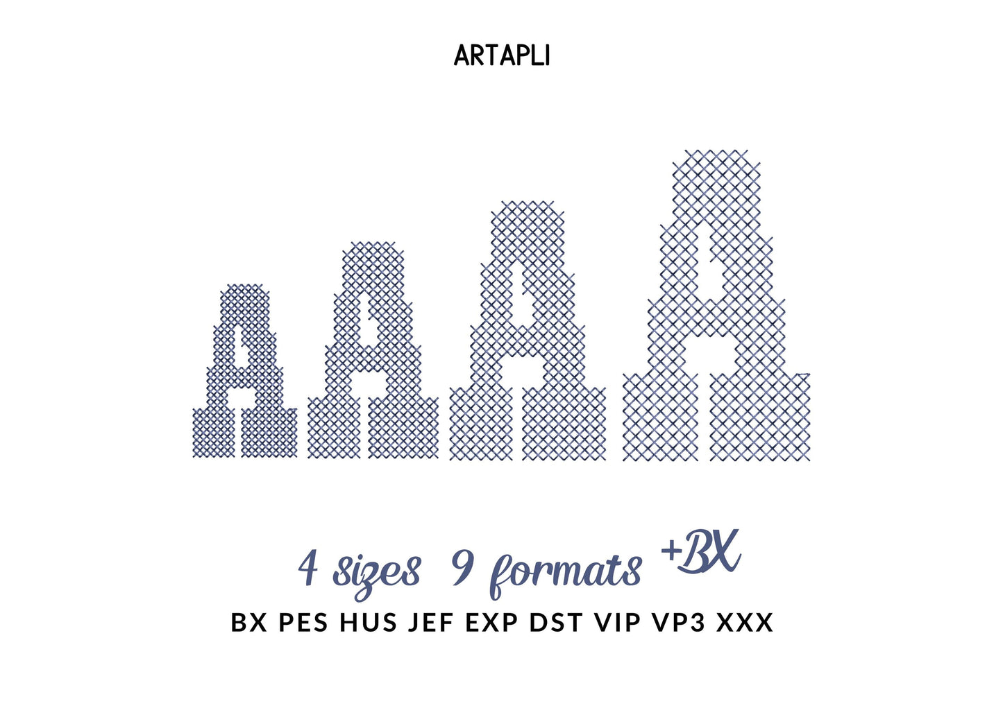 Cross Stitch Bold Font machine embroidery designs Block style Alphabet Monogram letters numbers punctuation sizes 2 up to 3.5 inch