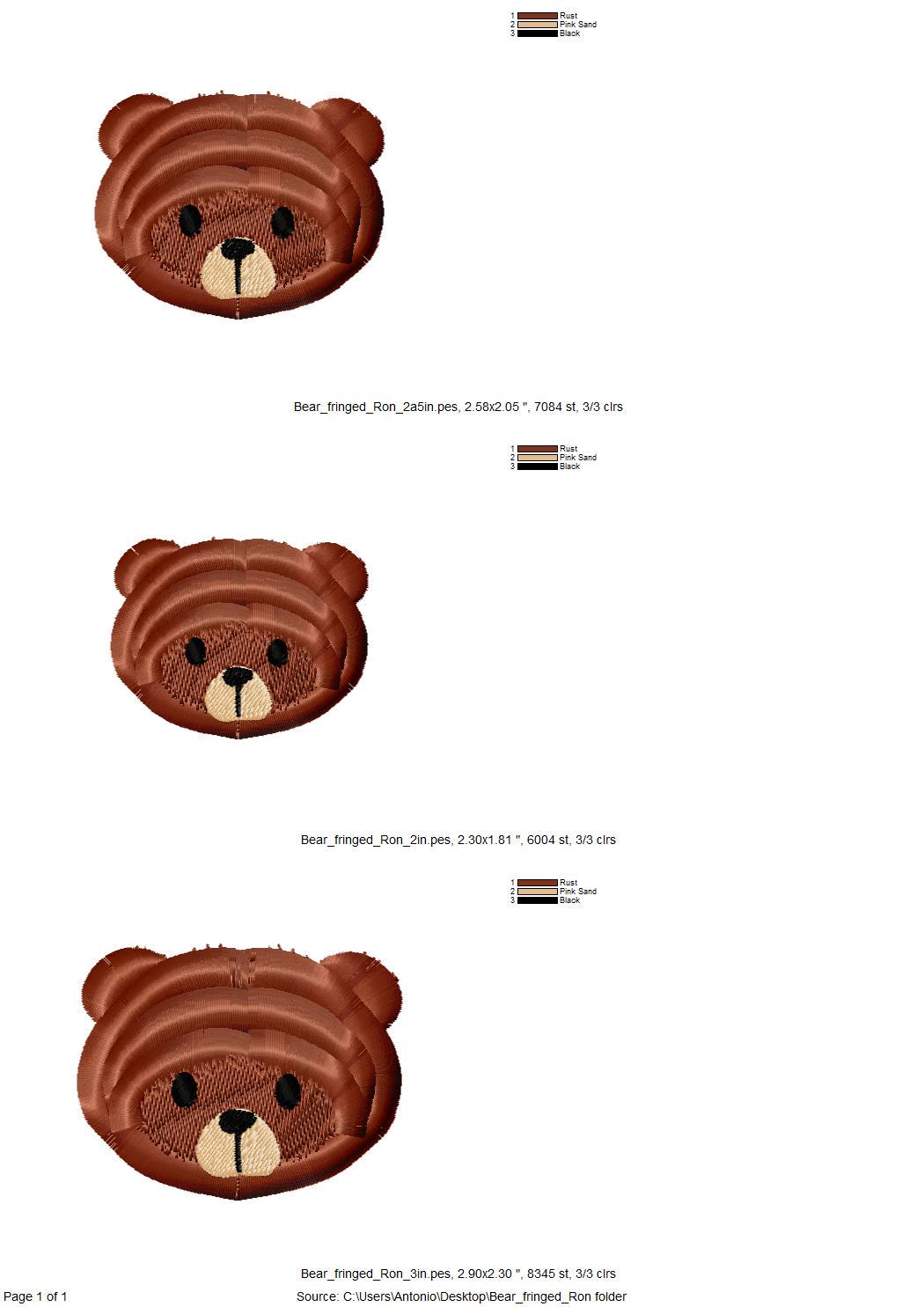 Fringed Fluffy Teddy Bear Ron Kids Baby Fur Chenille Fringe Machine Embroidery Designs Assorted Mini Sizes 2, 2.5, and 3in Cute Little Bear - Etsy