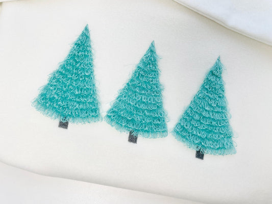 Fringed Fluffy Christmas Tree Simply Trio Three in Row Woodland Fringe Fur Chenille Pine Tree Machine Embroidery Designs Sizes 7 and 8 Inch - Etsy