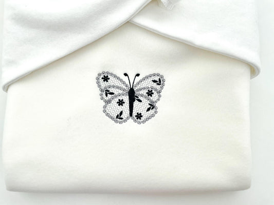 Cute Floral Butterfly lace effect wings girly summer machine embroidery designs sizes for hoop 4x4 5x7 6x10 8x8 kids baby girls design