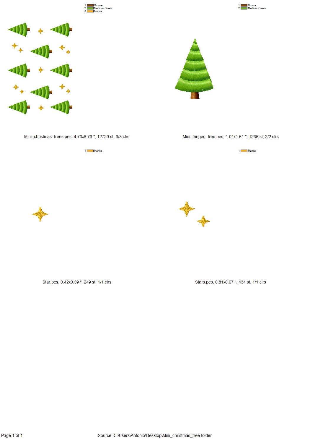 MINI Fringed Fluffy Christmas Tree SET of 4 Machine Embroidery Design