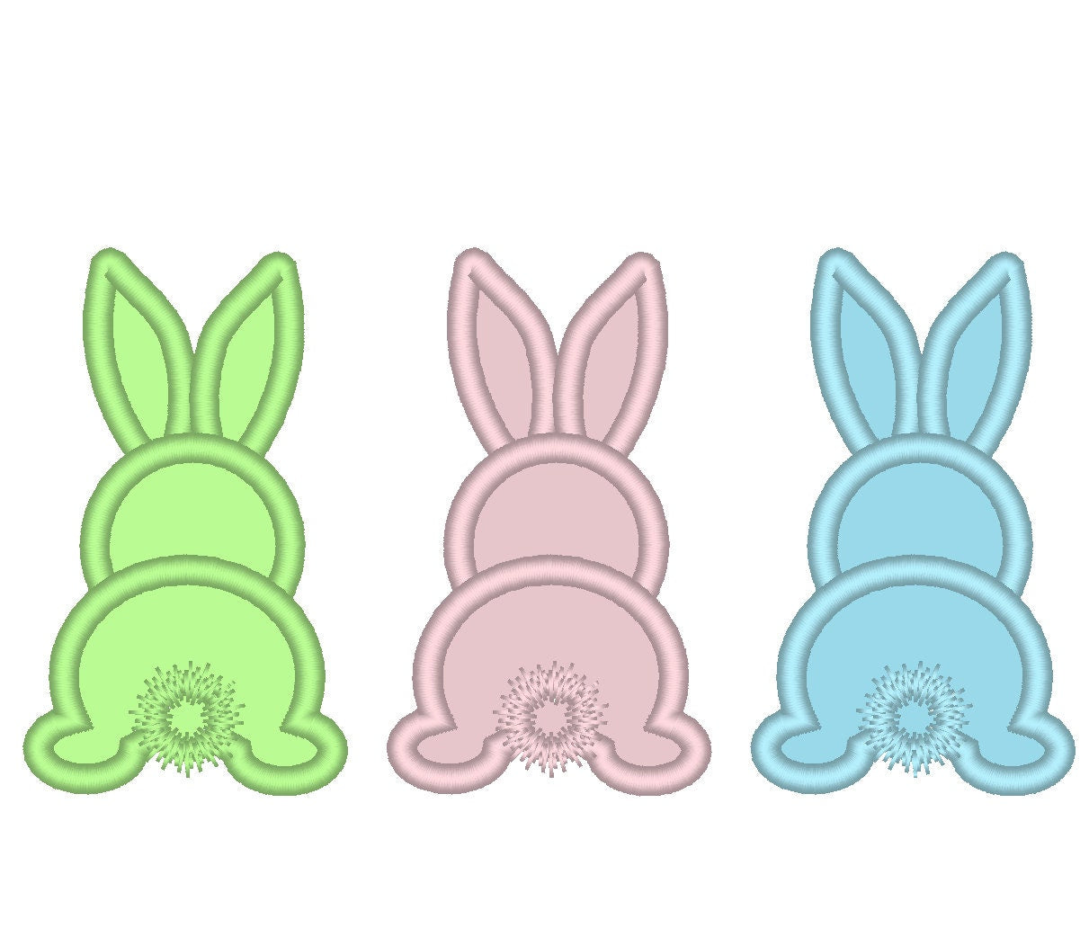 Cute Easter Bunny Trio Applique - image 1