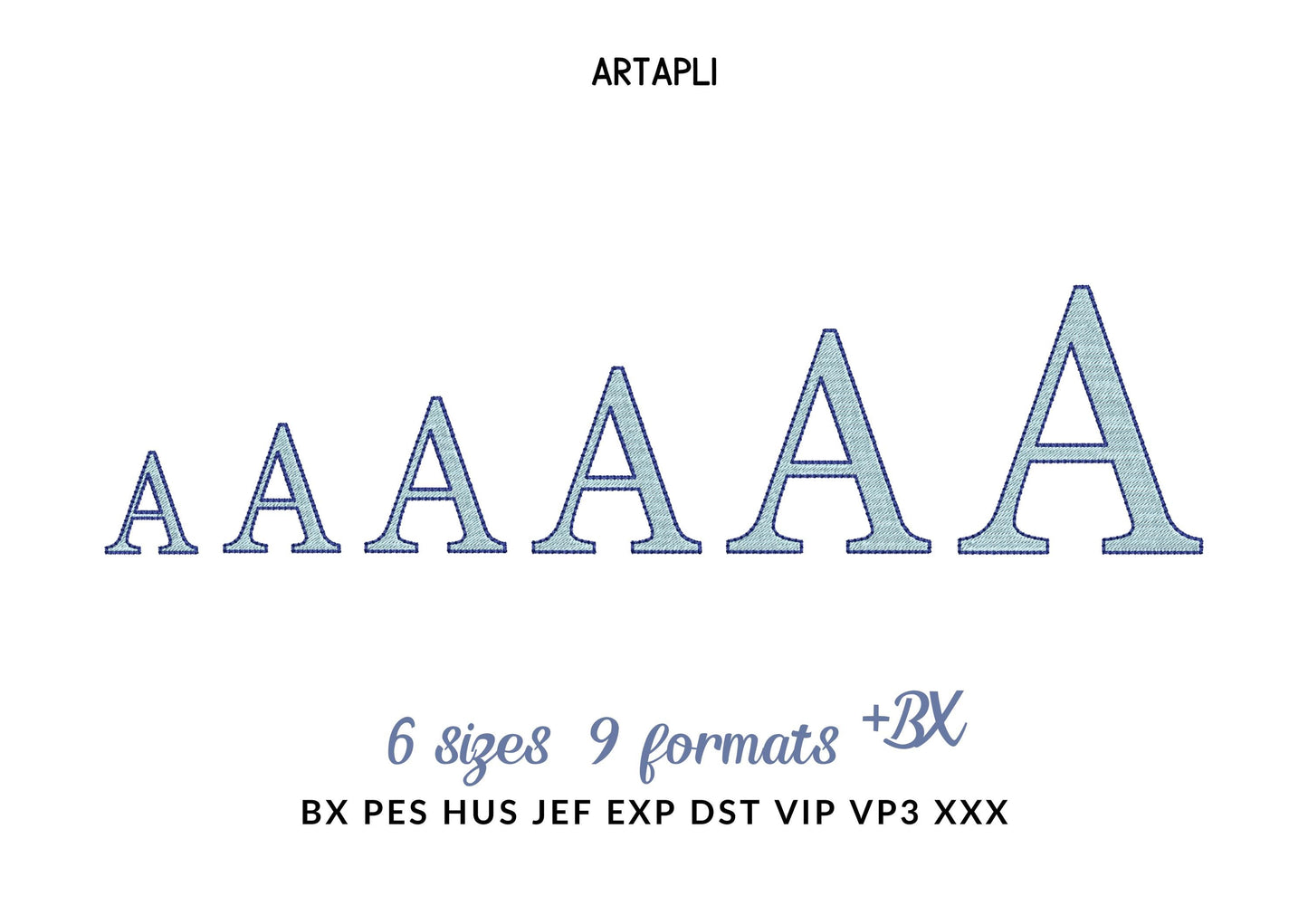 Block FONT Fill Stitch and Bean Outline Alphabet Monogram letters numbers punctuation machine embroidery designs sizes 1.3 up to 3.4 inch BX