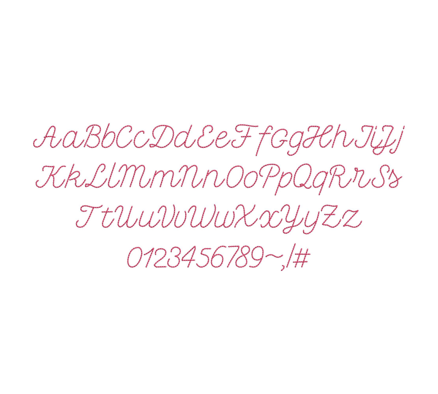 Hand stitch effect Font Petite machine embroidery designs script handwritten Alphabet Monogram kids name Font sizes 0.8 up to 2.3 inch BX