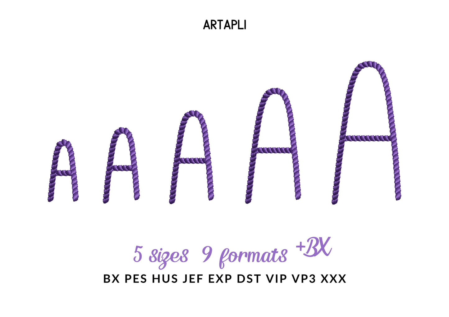 Mini Thin Rope stitch FONT Cowboy lasso textured Alphabet Monogram Machine Embroidery Designs handwritten script