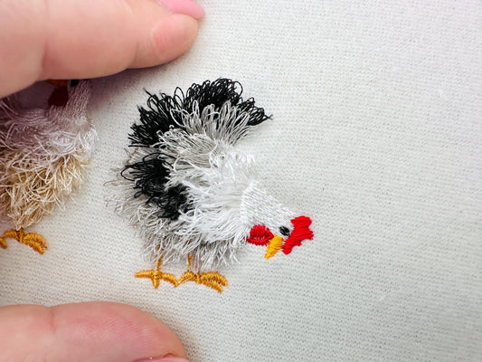 Mini Chicken Fringed Fluffy Chenille Farm Bird Machine Embroidery Designs Fringe Fur Chickens Design Mini Sizes 2 and 3 Inch Cute Add-on 1 - Etsy