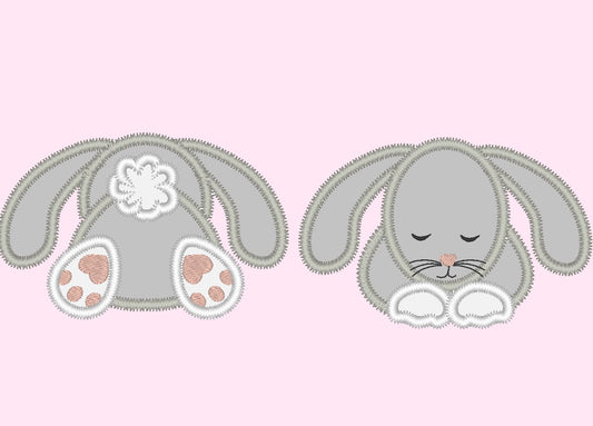 Little bunny front back - machine embroidery applique designs, many sizes 4x4 5x7 INSTANT DOWNLOAD