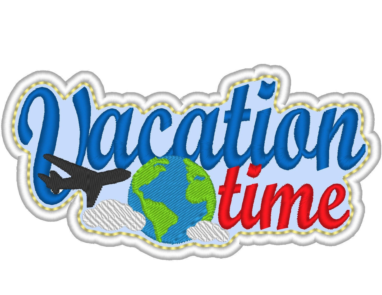 Vacation time quote patch Applique Embroidery 4" 4.5" 5" 5.5" 6" 7" | PES DST JEF | Artapli