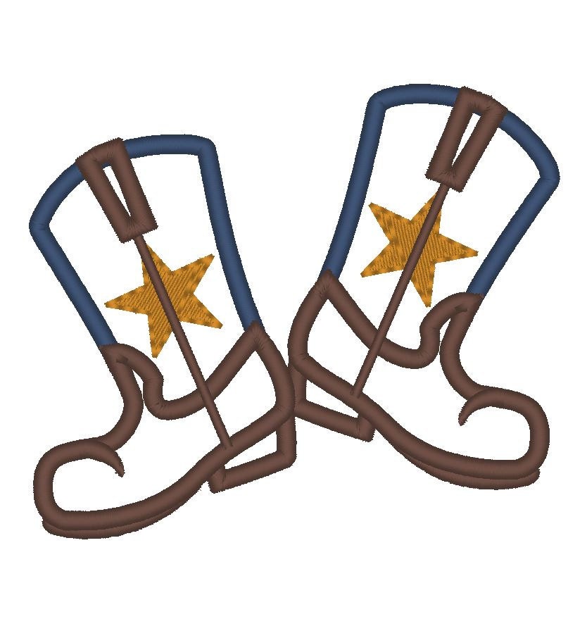 Kicking heels cowboy machine embroidery applique designs 3, 4, 5 and 6 | Artapli - image 1