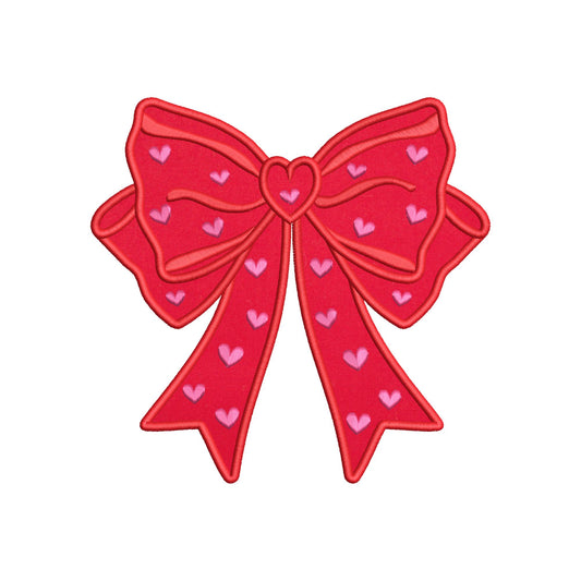 Heart patterned split seam Side Bow Heart Heirloom Applique machine embroidery designs Valentines day Girly Bow