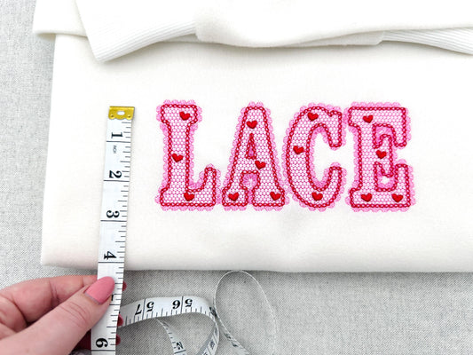 Lace Edge Valentine FONT lace patterned Alphabet Monogram Heart patterned letters machine embroidery designs sizes 2.9 up to 5.4 inch, BX