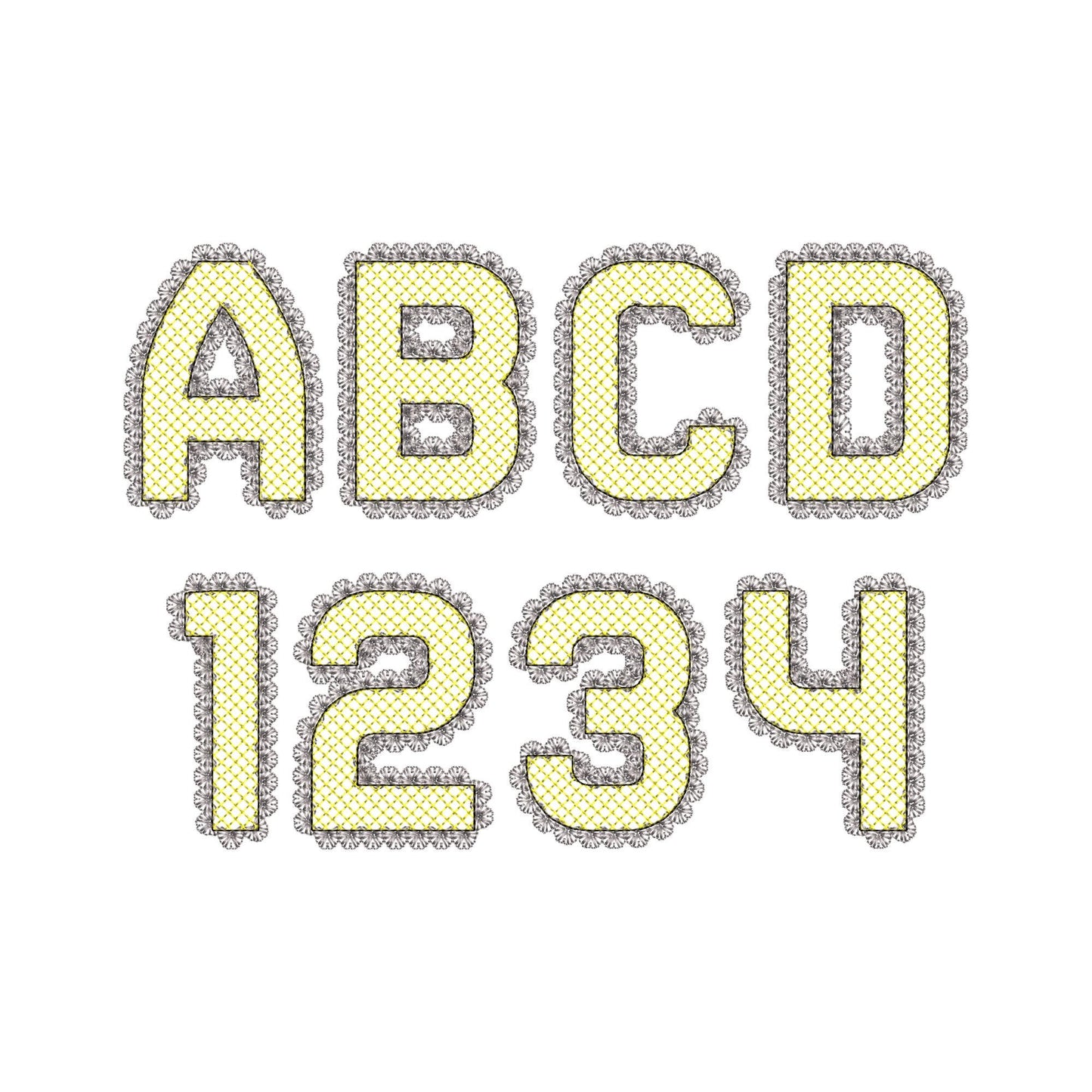 Lace Edge FONT HTV glitter vinyl layer applique Alphabet Monogram sparkle girls letters machine embroidery designs