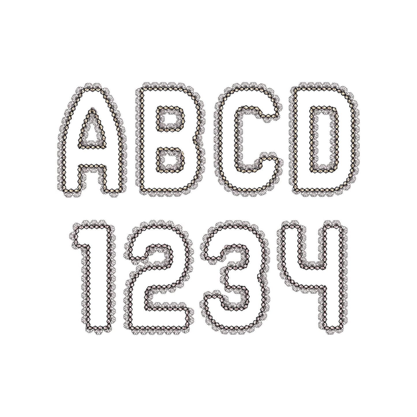 Lace Edge Font Applique – Lace machine embroidery pattern by Artapli