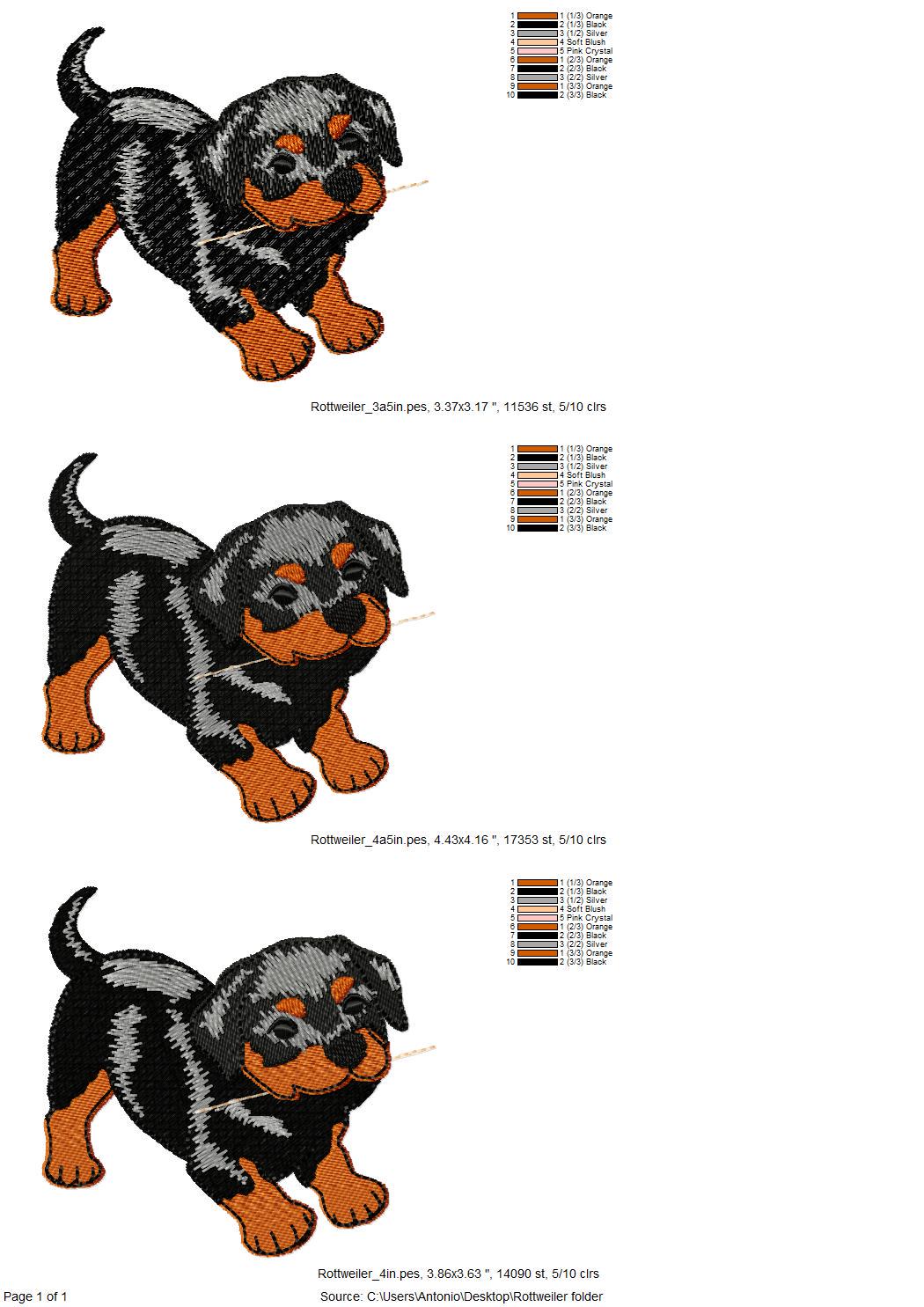 Playing Rottweiler Puppy – Animal instant download embroidery file by Artapli