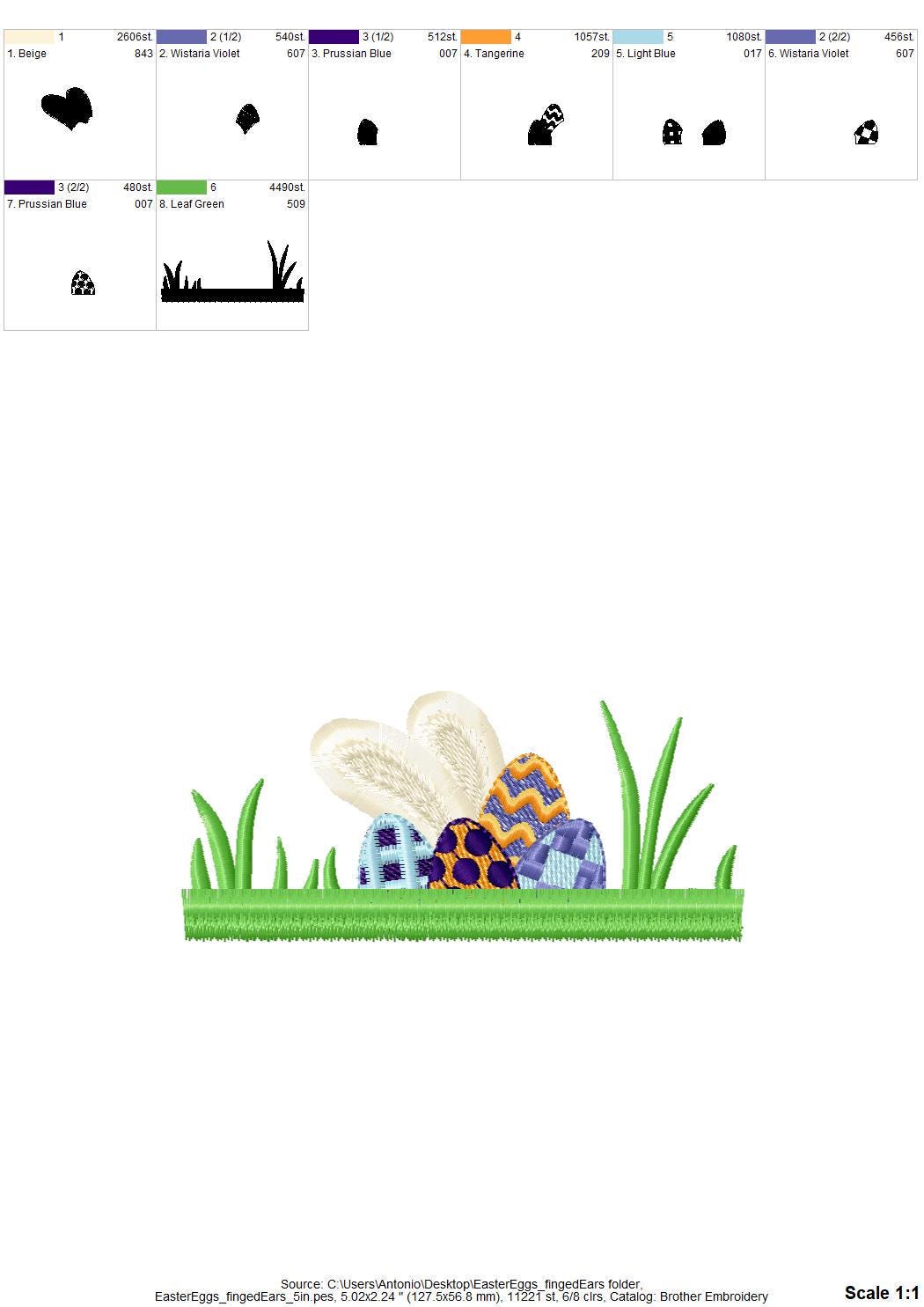 Peeking Easter Bunny hiding Eggs – Fringe machine embroidery pattern by Artapli