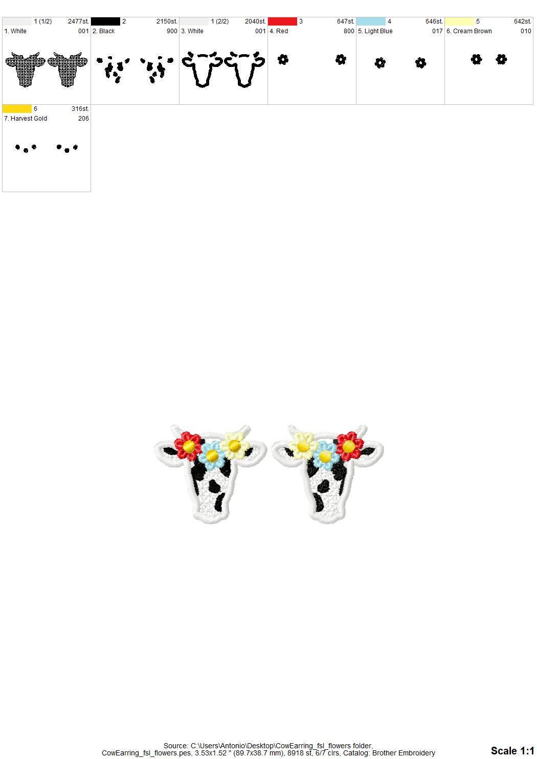 Pretty Floral Wreath Cow Cowgirl – Cow embroidery pattern by Artapli