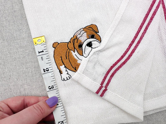 Lovely playing Bulldog Puppy Dog Mama kitchen dish towel pet animal kids machine embroidery designs ITH