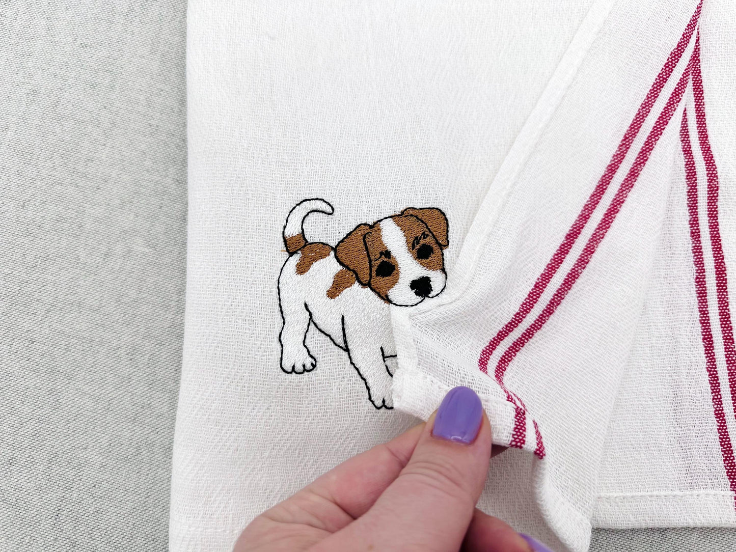 Lovely playing Jack Russel Puppy Dog kitchen dish towel pet animal kids machine embroidery designs ITH