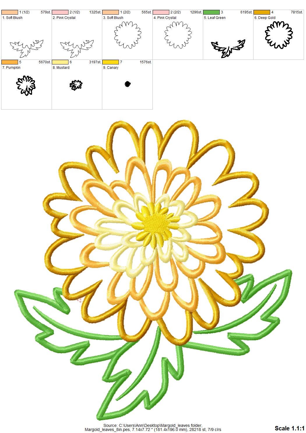 Marigold Flower Applique