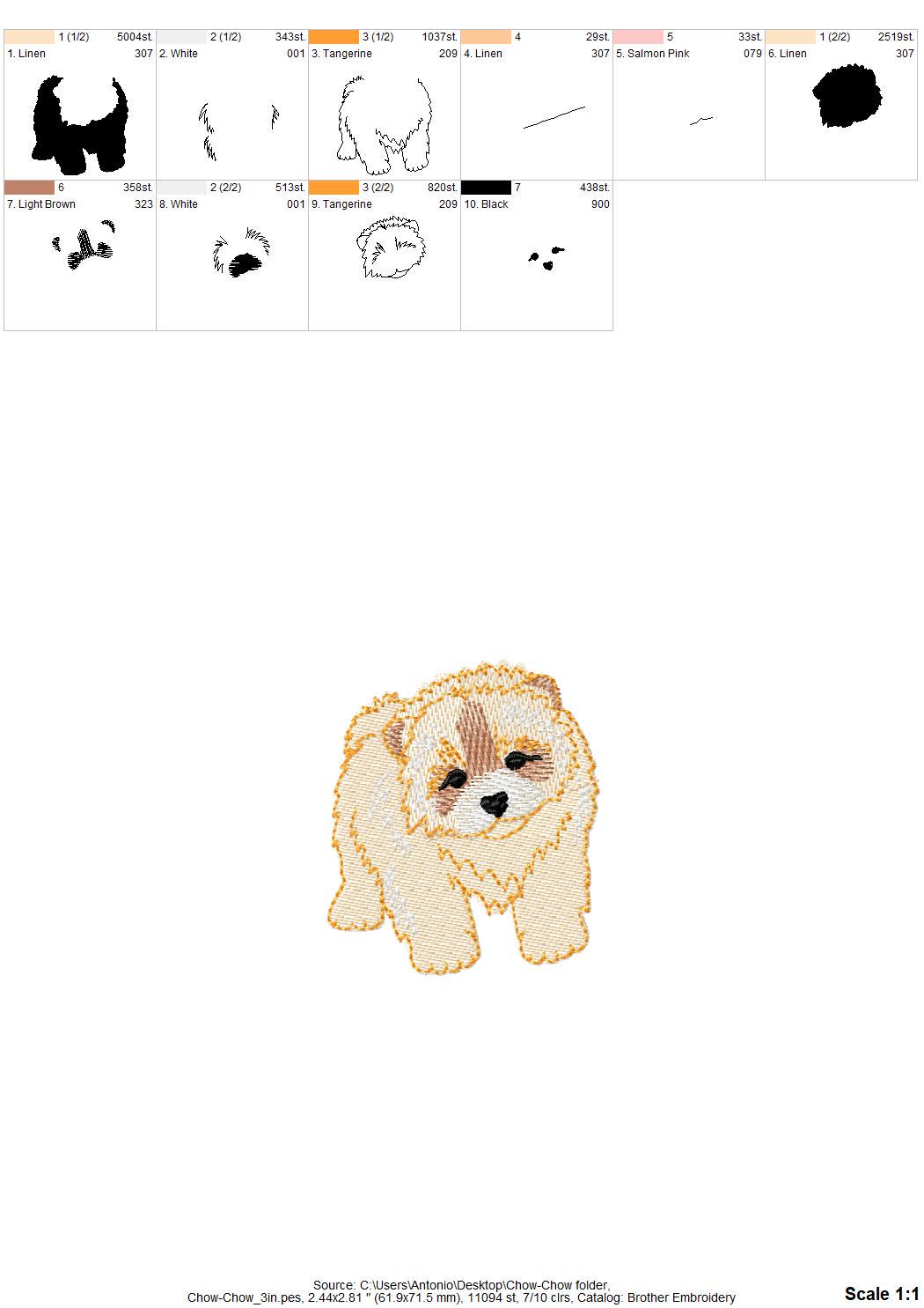 Cute Playing Little Chow Chow Puppy Dog Mama kitchen dish towel pet animal kids machine embroidery designs ITH project simply in the hoop