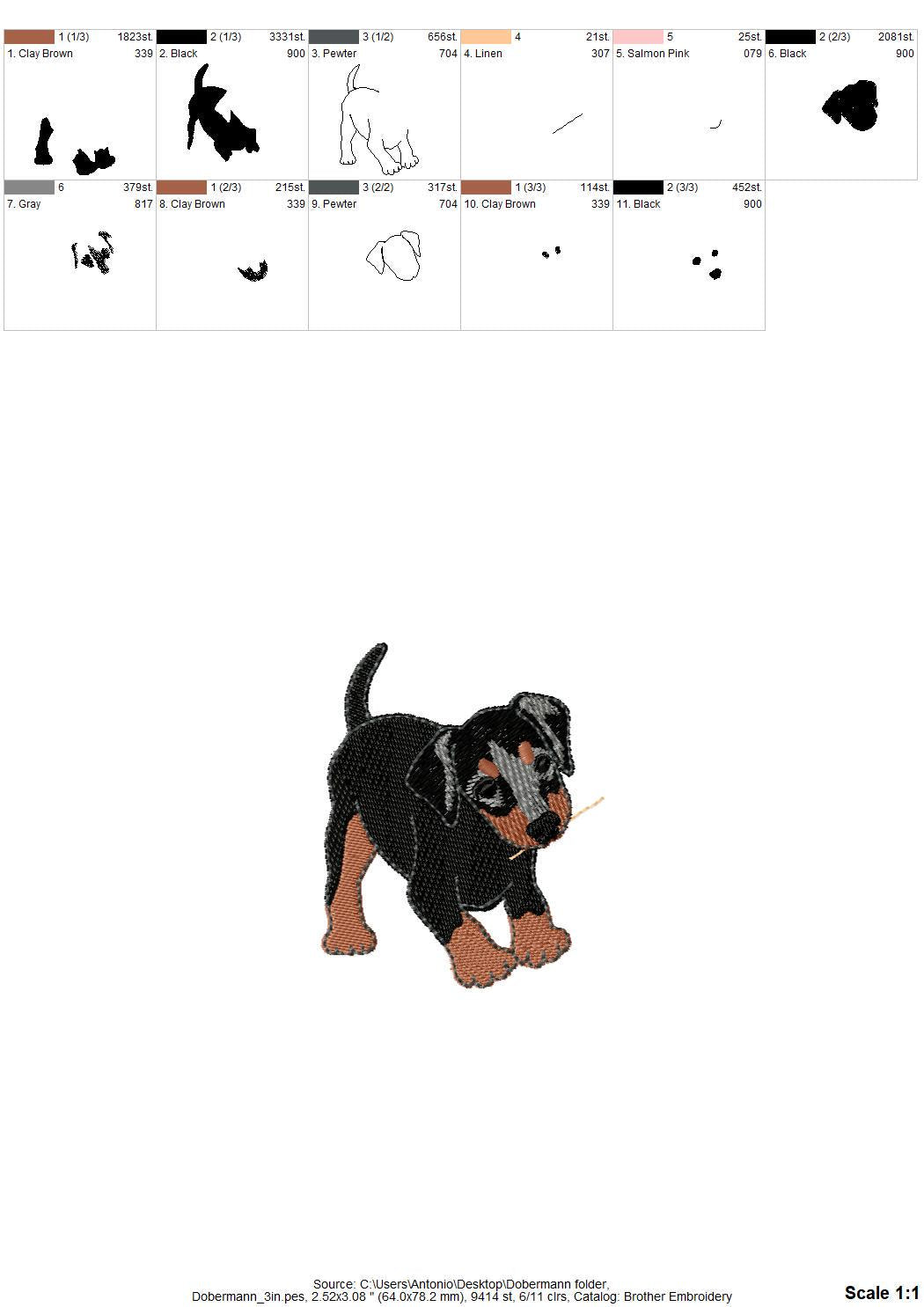 Playing Little Doberman Puppy Dog Mama kitchen dish towel pet animal kids machine embroidery designs ITH