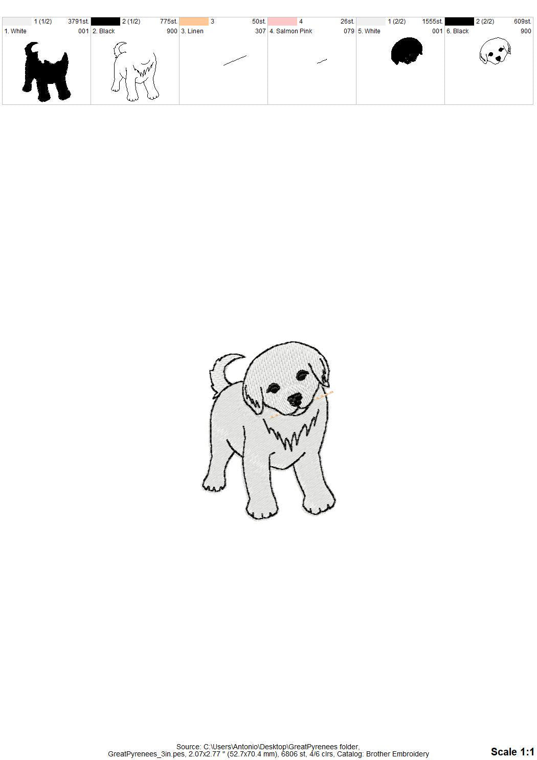 Playing Little Great Pyrenees Puppy Dog Mama kitchen dish towel animal kids machine embroidery designs ITH
