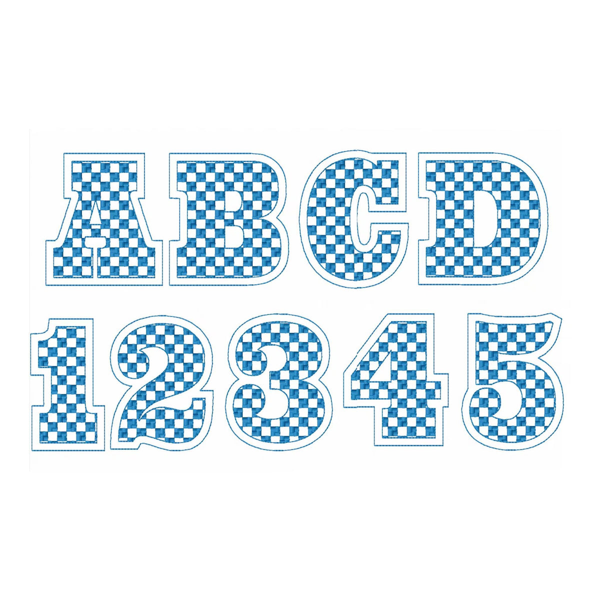 Big Double outline checkered monogram font alphabet machine embroidery designs