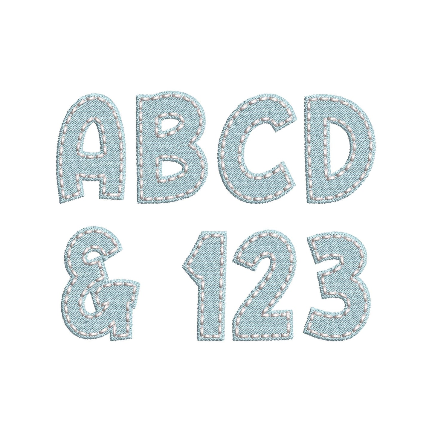 Fill Stitch Font hand-stitch look on top machine embroidery designs kids boys Bold Alphabet Monogram