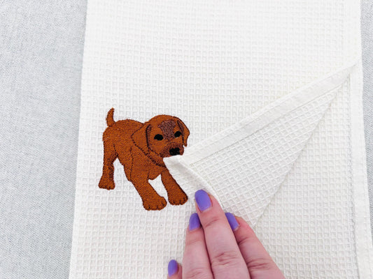 Playing Little Vizsla Puppy Dog Mama kitchen dish towel animal pet kids machine embroidery designs ITH